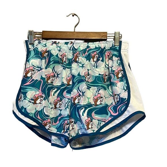 Novelty Cartoon Character Floral Teal White Shorts‎ Casual Summer Active - Picture 1 of 4
